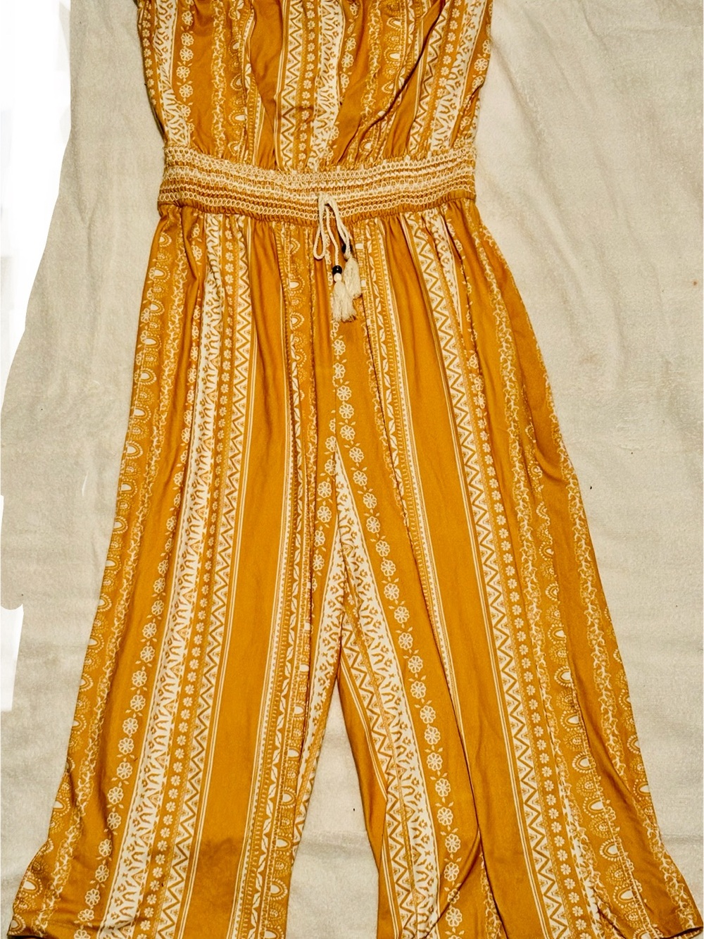 Inspired Hearts Mustard Yellow Printed Strapless Romper